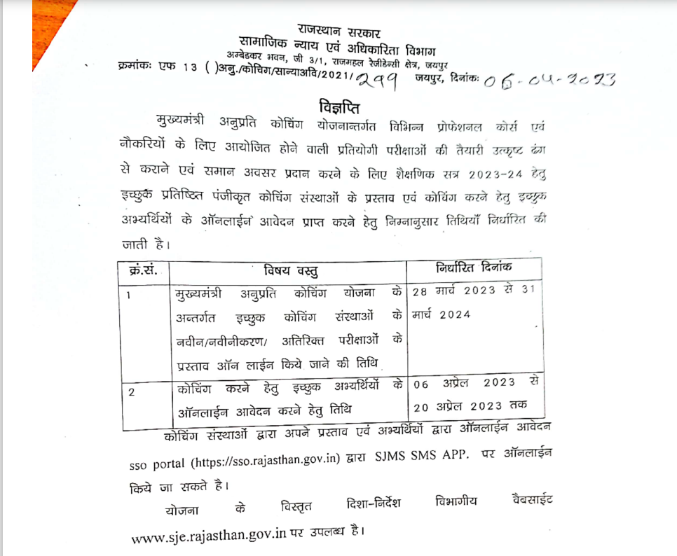 मुख्यमंत्री अनुप्रति कोचिंग योजना