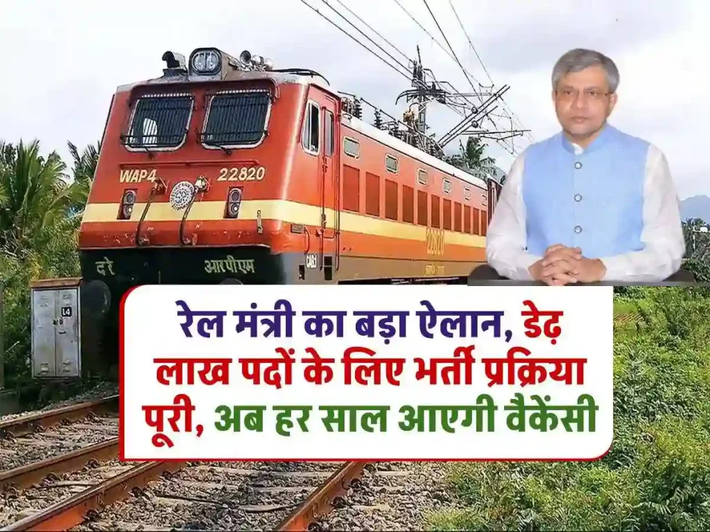 रेलवे में बड़ी भर्ती: 1.5 लाख पदों पर भर्ती शुरू, हर साल नई वैकेंसी का ऐलान