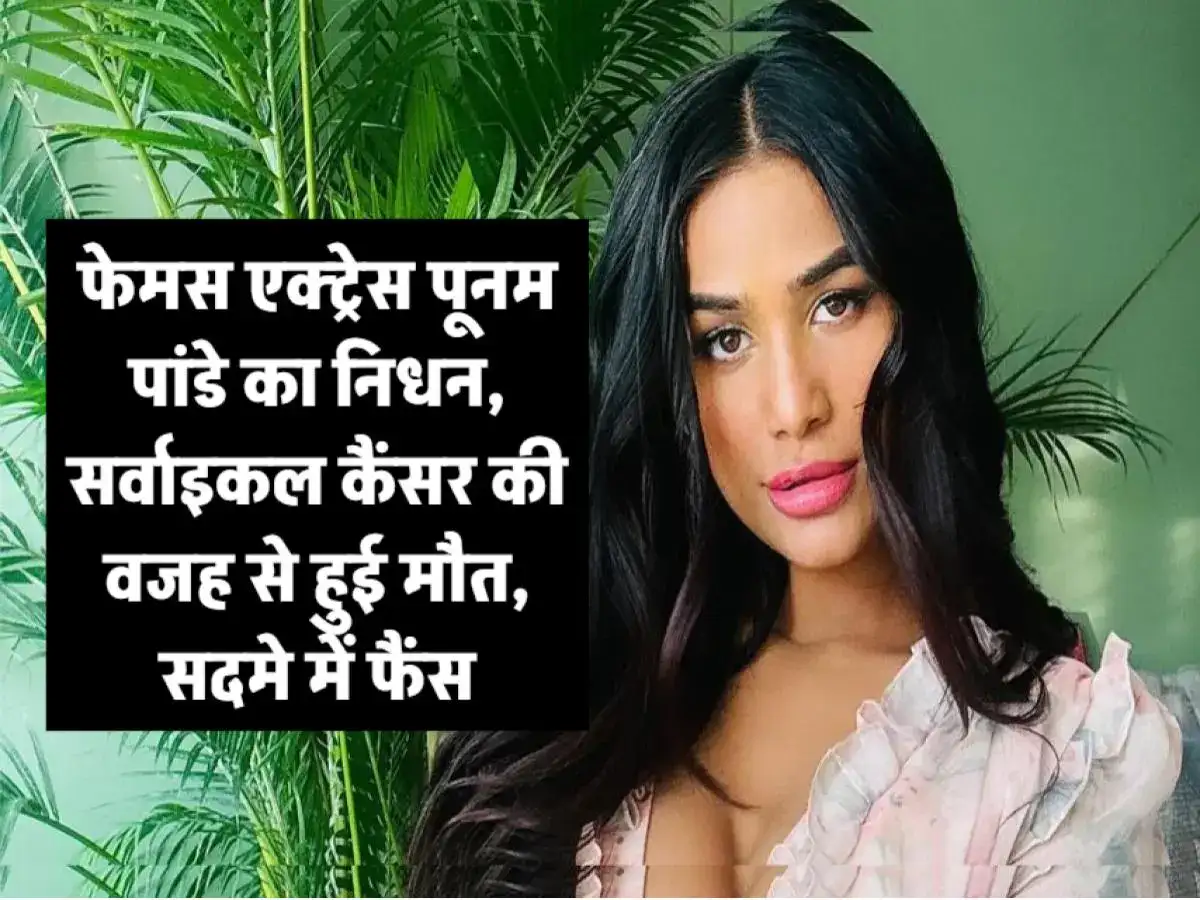 Poonam Pandey Death: फेमस एक्ट्रेस पूनम पांडे का निधन, सर्वाइकल कैंसर की वजह से हुई मौत, सदमे में फैंस